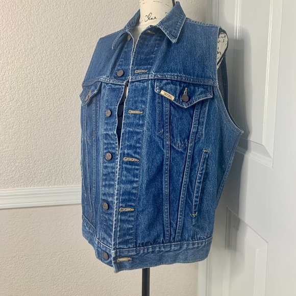 Shepler's Western Wear Denim Jacket Vest Large - Picture 2 of 9